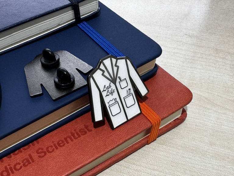 Lab life lab coat scientist pin badge