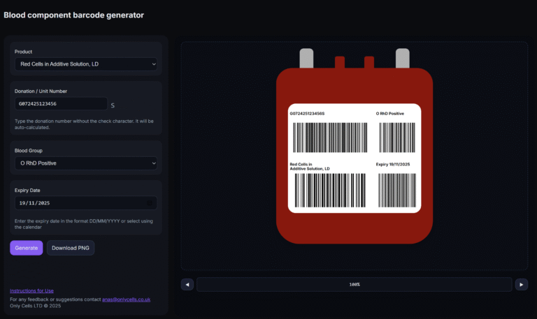 Stop the Photocopy Panic: Introducing the Only Cells Blood Component Barcode Generator!