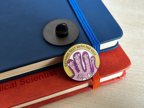 Getting silly with the villi pin showing the front and back